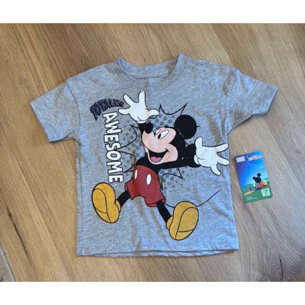 Disney Mickey Mouse Clubhouse Totally Awesome Gray Graphic Tee Shirt Toddler 2T